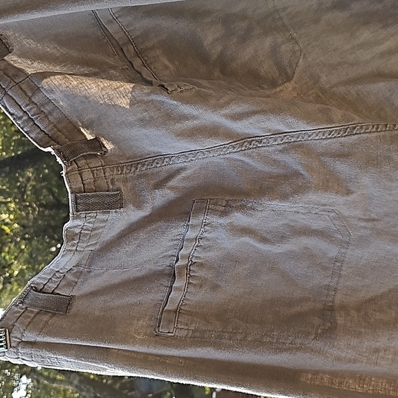 Sincerely Jules light Khaki 100% linen cargo pockets pants trousers size L - Picture 6 of 11